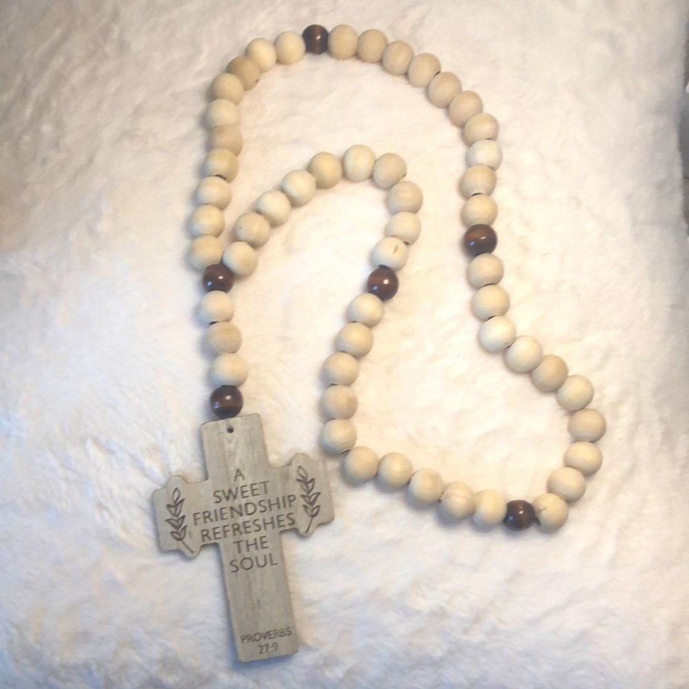 Handmade Wooden Rosary Garland.